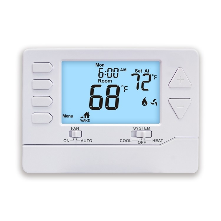 Lcd Battery Operated HVAC System Central Air Conditioner Thermostat For Smart Home