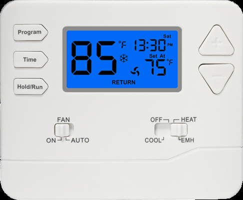 White Digital Room Thermostat with LCD Display and Battery Power
