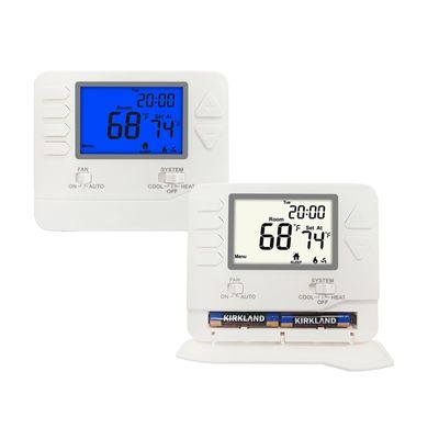 Riseem 24V White Backlight Electronic Room Thermostat Featuring 1H 1C Heat Pump Without Auxiliary Or Emergency Heat Suitable For Climate Management