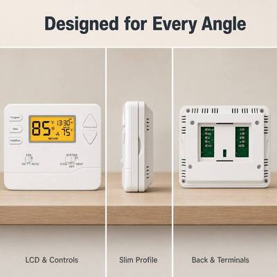 Riseem Cooling Electronic Room Thermostat with Display Size 2.08 Sq.in. 1344mm2 and 2H/2C Stages H/C -Conventional