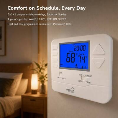 Suuwer Industrial Automation ABS Heat Pump Temperature Controller Air Conditioning Thermostat with 3.84 Sq.in. Display Size
