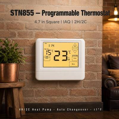 STN855 Heat Pump 7 Day Programmable 7 Day 2 Heat 2 Cool Wall-mounted Thermostat for HVAC Control