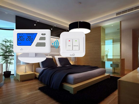 Riseem Blue Backlight RF Digital Non Programmable Thermostat For Boilers  With Bat - Low Indicator