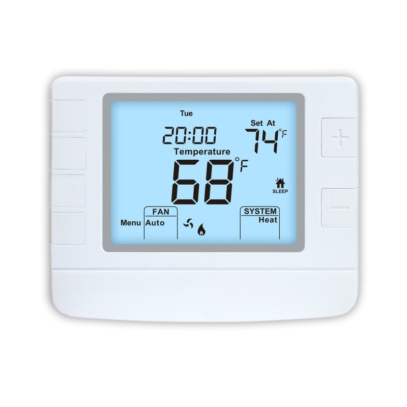Riseem Heating and Cooling Adjustment LCD Display Digital Room 24V Thermostat Menu Driven Programmable