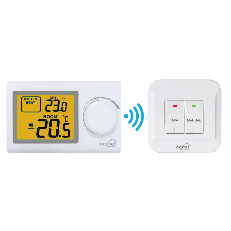Riseem ABS Materials 868Mhz RF Non-Programmable Room Thermostat With 2*AAA Size Battery