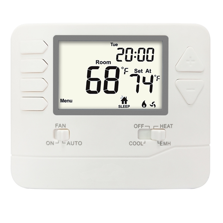 Suuwer White Industrial Air Source Heat Pump Thermostat with 2H/1C Stages H/C Auxiliary/Emergency Heat