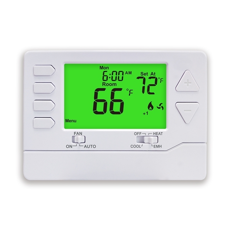 Riseem 2H/1C Heat Pump Thermostat White Display Size 5.65 Sq.in. with Auxiliary or Emergency Heat