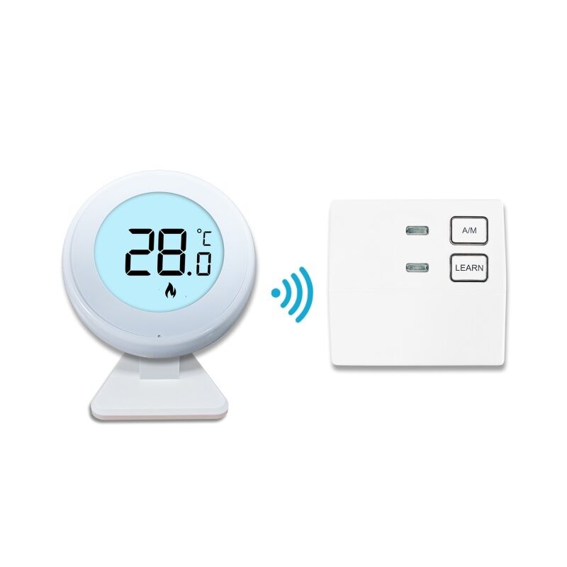 868MHZ RF Room 230V Boiler Thermostat Wireless Round Thermostat White Customized Non-Programmable Thermostat for Precise Climate Control