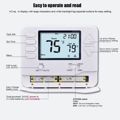 2 Isıtma 2 Soğutma Elektrikli Veya Gaz Ayarlanabilir Programlanamayan Termostat RTH702