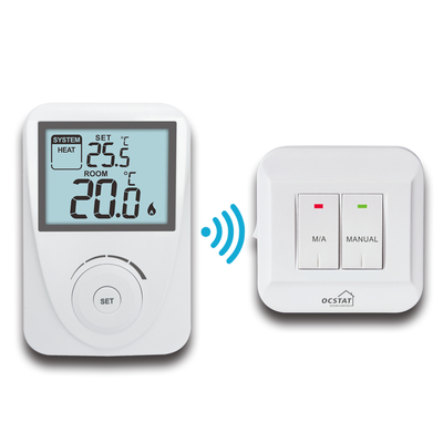 Mavi LCD Arkaplan Akıllı Programlanamayan RF Isıtma ve Soğutma Termostatı