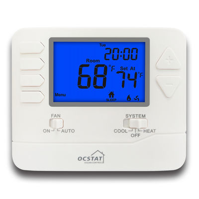 Yüksek Sıcaklık Termostatı Programlanamayan Termostat Mavi Arka Işık ve Isıtma ve Soğutma Modu Anahtarı ile