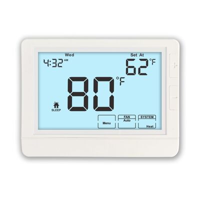 Sıcaklık Kontrol Aralığı 44°F - 90°F 7 Gün Sıcaklık Kontrol Cihazı Programlanabilir Tek Kademeli 1H 1C Isı Pompalı, Yardımcı veya Acil Isıtma Olmadan HVAC Sistemleri İçin İdeal