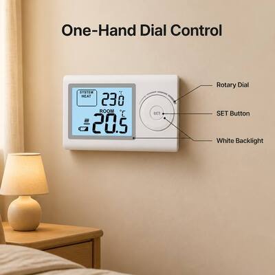 Riseem 230V Kablolu Oda HVAC IP20 Koruma Seviyesiyle Programlanamayan Ev Termostatı