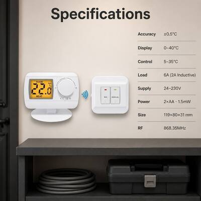 Değiştirilebilir Voltaj 24-230V Kontrol Odası, Ölçeklenebilir ve Kontrol Ağlarını Desteklemek için RF Radyo Frekansı 868MHZ Isıtma Termostatı Bağlantısı Özelliği