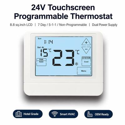 Dijital HVAC Programlanabilir Termostat Elektronik Oda 24V LCD Pil Termostat Arkaplan Işığı Rengi Beyaz Mavi Yeşil ve Sıcaklık Kontrol Aralıkları İklim Çözümleri İçin 44 ° F ila 90 ° F 7 ° C ila 32 ° C