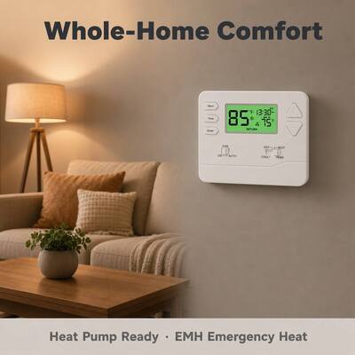Riseem 1 Amp Per Terminal Load Rating Heat Pump Termostat for System Operation in Conventional or Heat Pump Applications (Geleneksel veya ısı pompası uygulamalarında sistem çalışması için termostat)