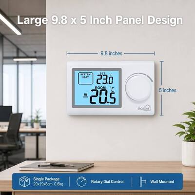 Riseem Digital Display Style Boiler Room Thermostat with Temperature Control and Programmable Function