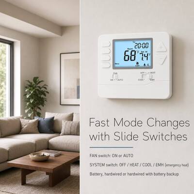 Riseem Haftalık Programlanabilir 0.5°C Doğruluk HVAC Sistemi Isı Pompası Termostat 24V