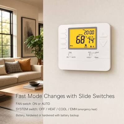 Heagstat 24V 2 Isı 1 Soğuk Ayarlanabilir Programlanabilir Ev Termostatı Isı Pompası