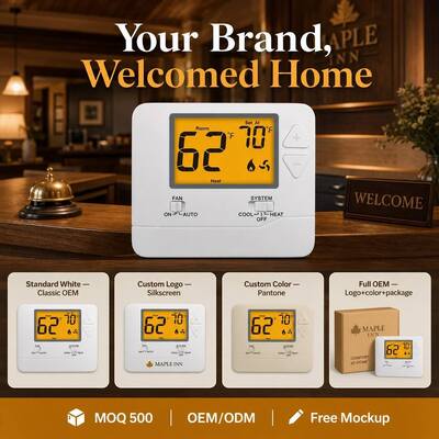 24V LCD Ekran Kablolu Elektronik HVAC Programlanamayan Elektronik Oda Termostatları Enerji Tasarrufu İçin Duvara veya Bağlantı Kutusuna Monte Edilir Sıcaklık Kontrol Cihazları