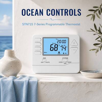 Alev Gecirmez ABS PC 7 Gün Programlanabilir Dijital LCD HVAC Termostat Sıcaklık Kontrolü 2 AAA Alkalin Piller veya 18 30 VAC NEC Sınıf II ile Ticari HVAC Sistemleri için Güçlendirilmiştir