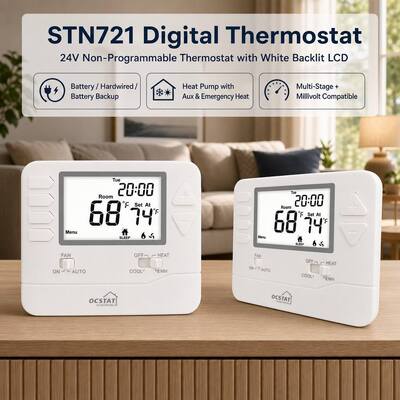 STN721 Ticari Isı Pompası 2 Isıtma 1 Soğutma LCD Ekran Kablolu HVAC Termostat Ev ve Otel İçin