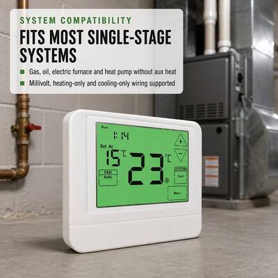 24V Isıtma ve Soğutma Programlanabilir Dokunmatik Ekran Kablolu Oda Pille Çalışan Termostat Uygun Klima HVAC Sistemi