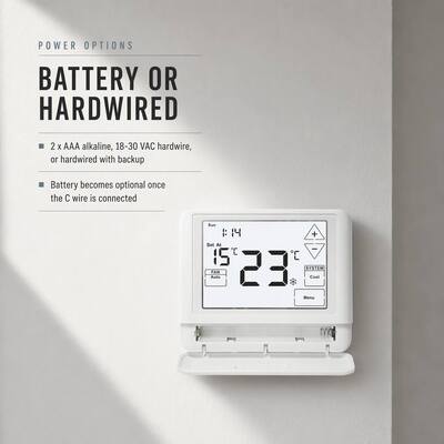 HVAC Kontrolü İçin 24V Pille Çalışan 1 Isıtma 1 Soğutma Kablolu Oda 7 Gün Programlanabilir Dokunmatik Ekran Termostatı