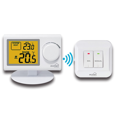 Riseem Basit Elektronik Kazan Kablosuz Oda Termostat HVAC Sistemi için Yeşil Arka Işık
