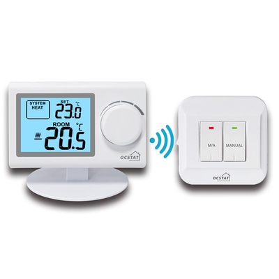 Riseem ABS Shell Programlanamayan Isıtma ve Soğutma RF Oda Termostatı HVAC Sistemi / Gaz kazanları için Doğruluk ±0.5°C