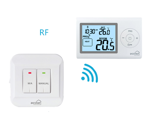 Riseem ABS OEM ODM Mavi LCD Ekranı RF Dijital Ev Termostatı Isıtma ve Soğutma