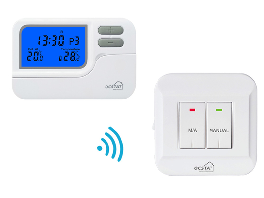 Riseem Beyaz ABS 868Mhz RF Oda Kablosuz Programlanabilir Termostat Dijital Isıtma ve Soğutma OEM