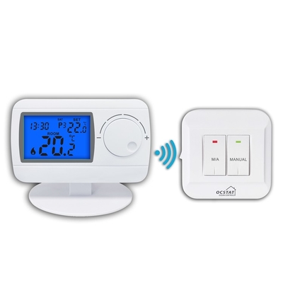 Riseem 230V Beyaz ABS Dijital RF Programlanabilir Oda Kablosuz Termostat Gaz kazanları için